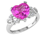 4.20 Carat (ctw) Lab-Created Pink Sapphire Heart Ring in Sterling Silver